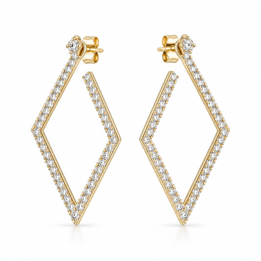 Raffi&Co.® 14K Yellow Gold 1.70 ctw Round Diamond Geometric Hoop Earrings — front view
