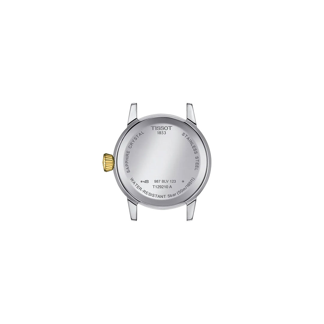 A close-up of the Tissot Classic Dream Quartz 28mm Watch highlights Tissot’s signature sophistication and precision, capturing the essence of this timeless timepiece.