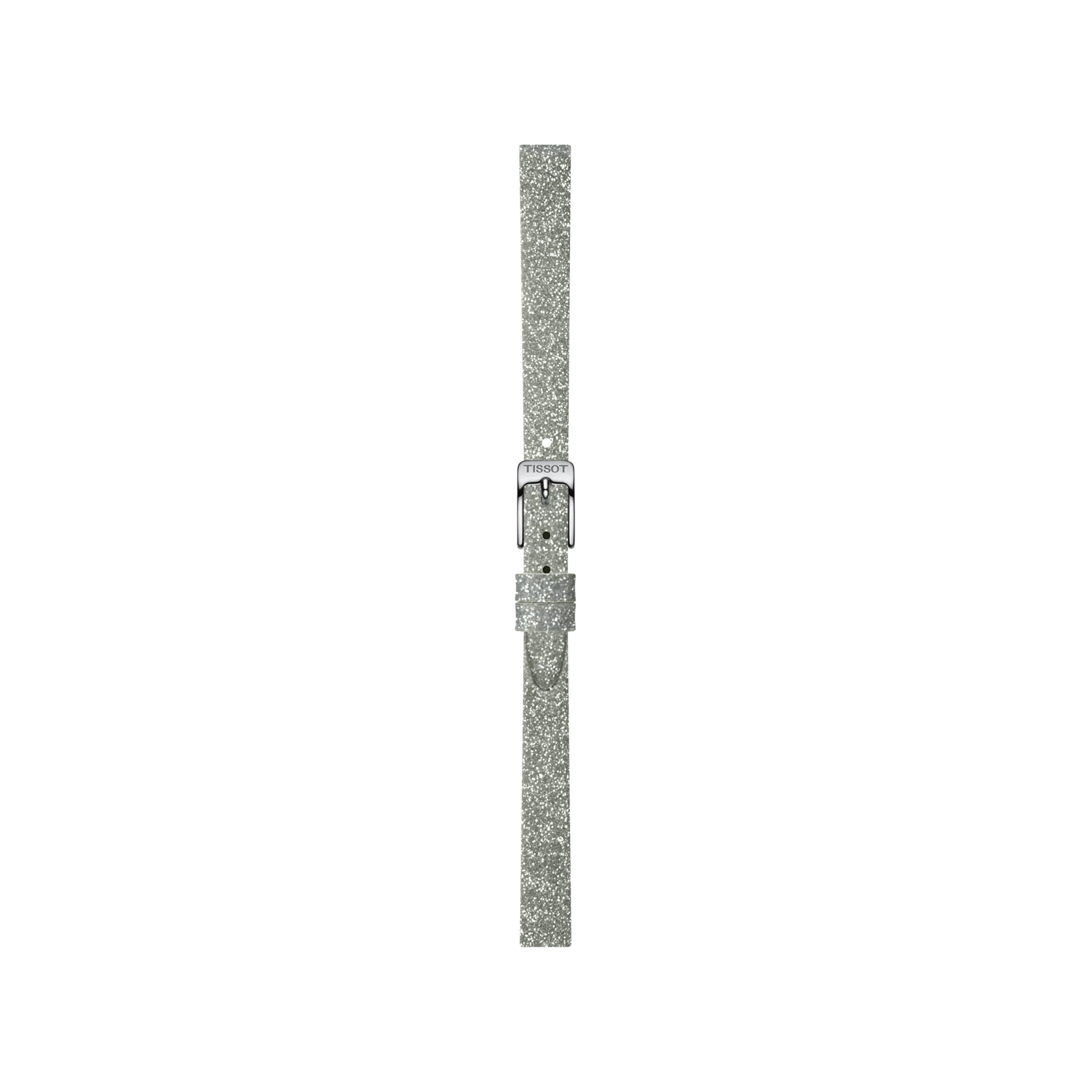 A single slim Tissot Official Grey Synthetic Strap with 9mm lugs, displayed vertically on a plain white background.