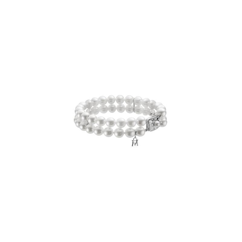 Mikimoto 18K White Gold Akoya Cultured Pearl Double Strand Bracelet