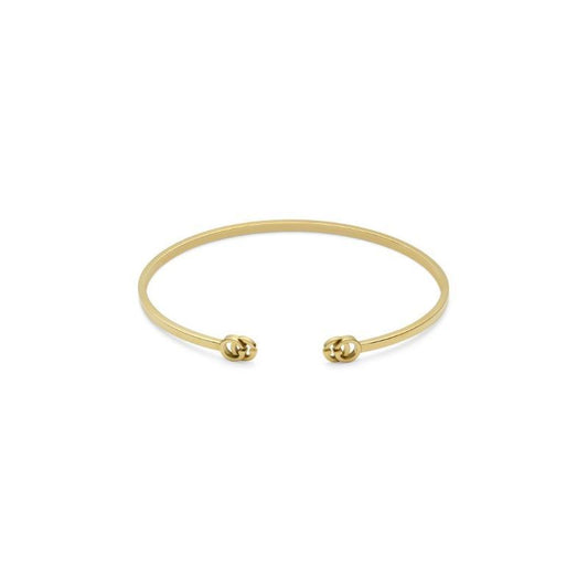 Introducing the Gucci Running G18K Rose Gold Cuff Bracelet by GUCCI Fine Jewellery, a minimalist piece boasting a smooth, round design with a small knot at each open end. Set against a plain white background, this bracelet embodies the elegance of the Gucci Love Parade collection.