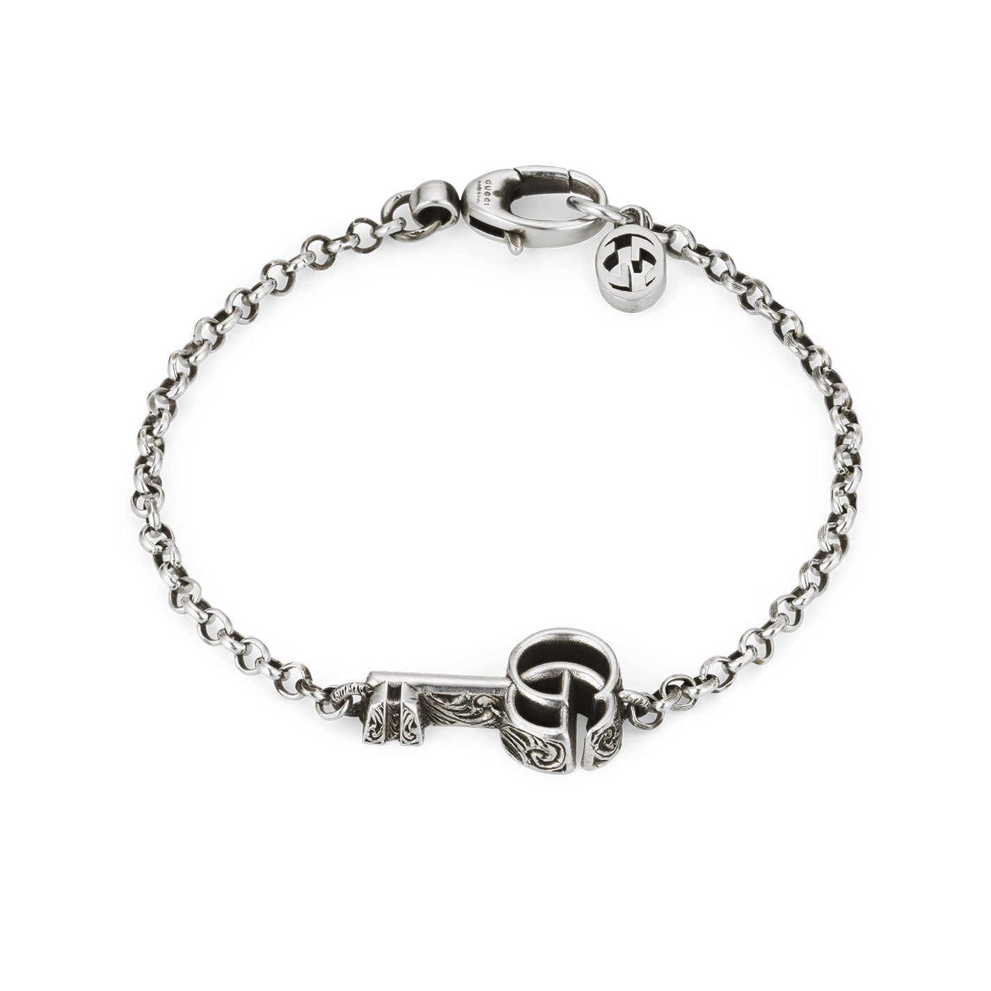 Gucci Double G Key Sterling Silver Chain Bracelet