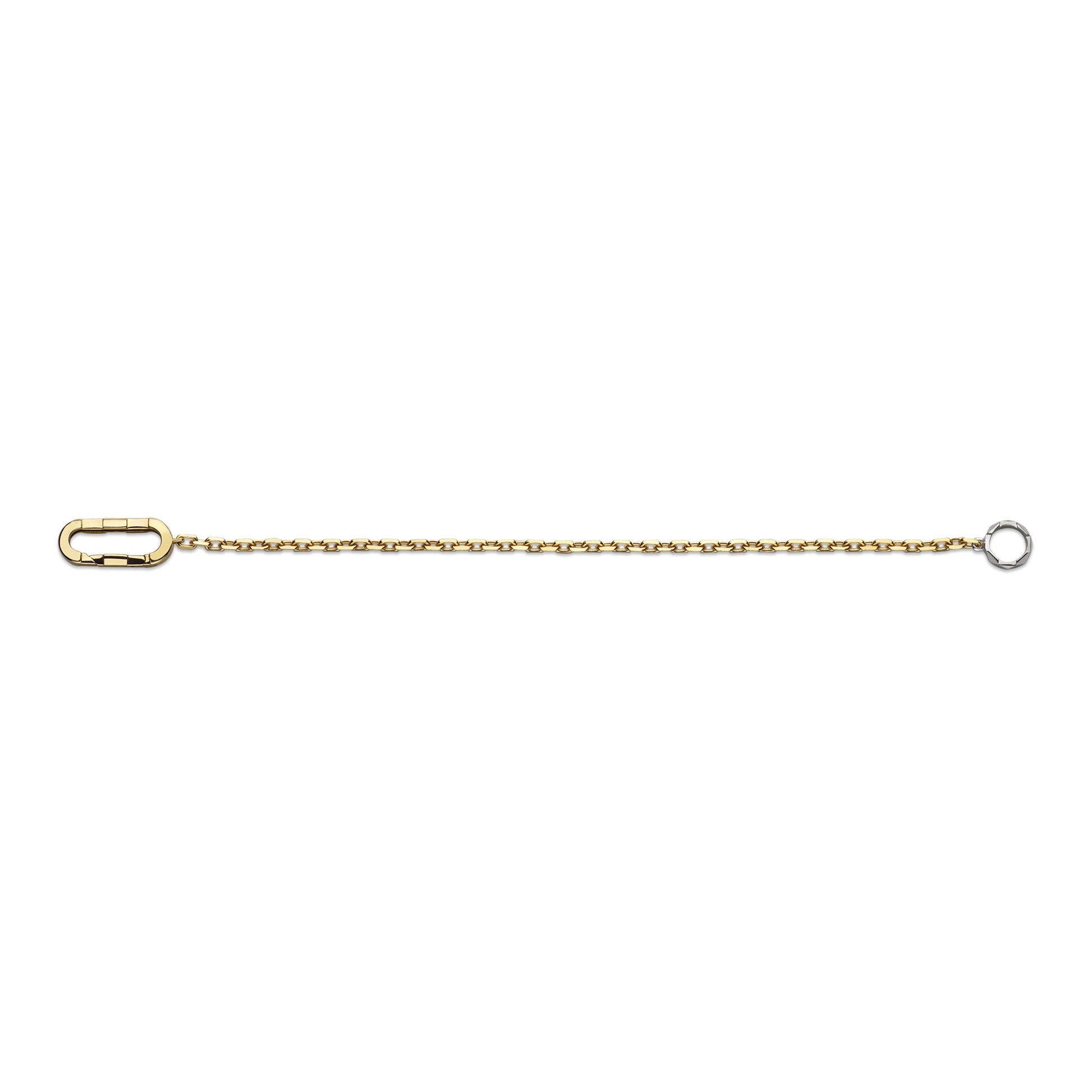 The Gucci 18K Yellow Gold Link To Love Chain Bracelet by GUCCI Fine Jewellery is a delicate piece featuring small, interlocking links and a spring ring clasp. Laid elegantly against a white background, it highlights its simple and classic design reminiscent of the Gucci Link to Love collection.