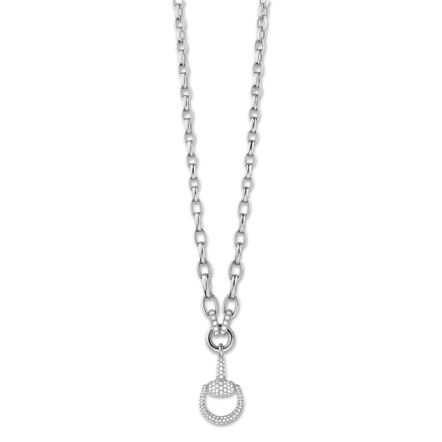 Gucci Horsebit 18K White Gold Diamond Necklace Pendant
