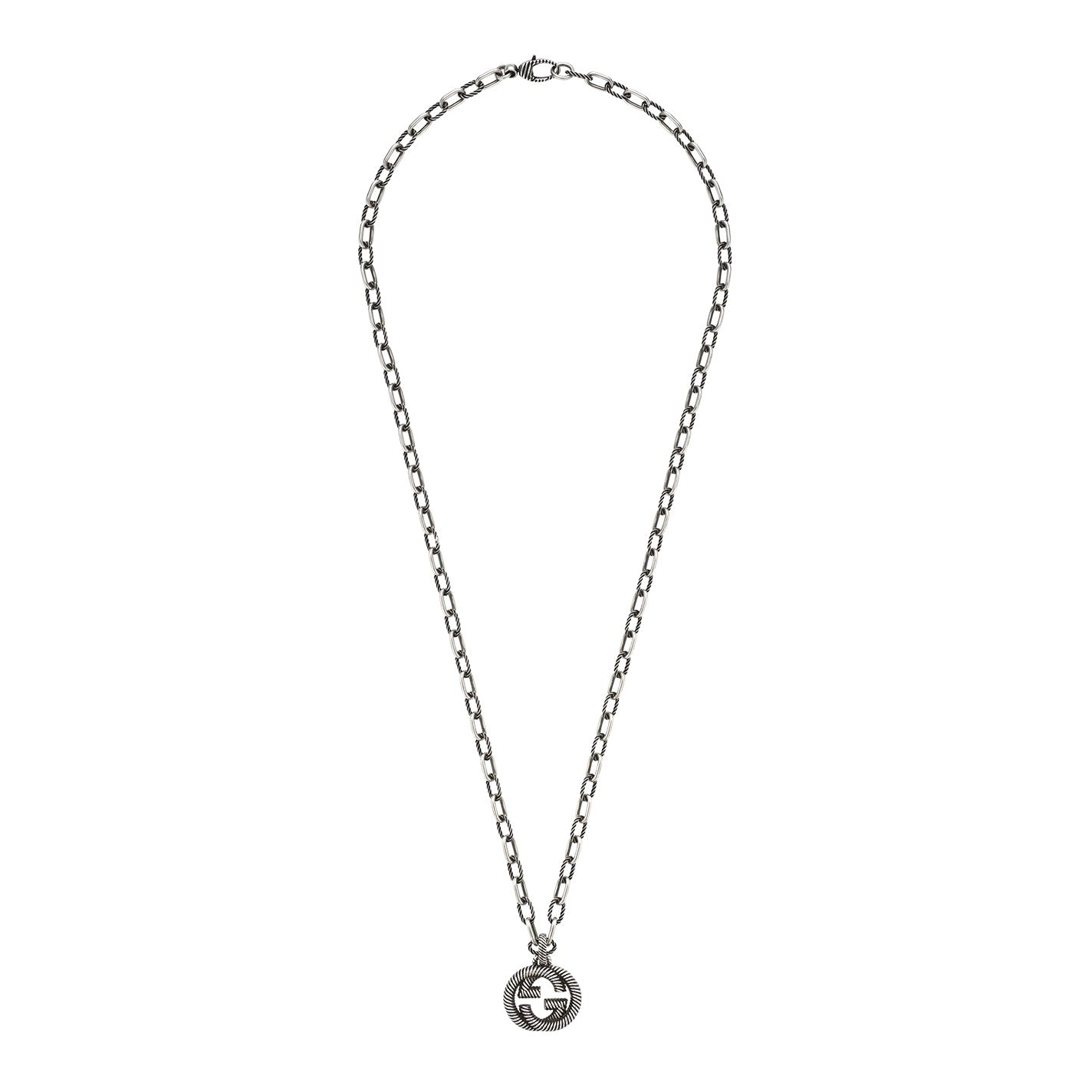 Gucci Interlocking G Aged Sterling Silver Necklace Pendant