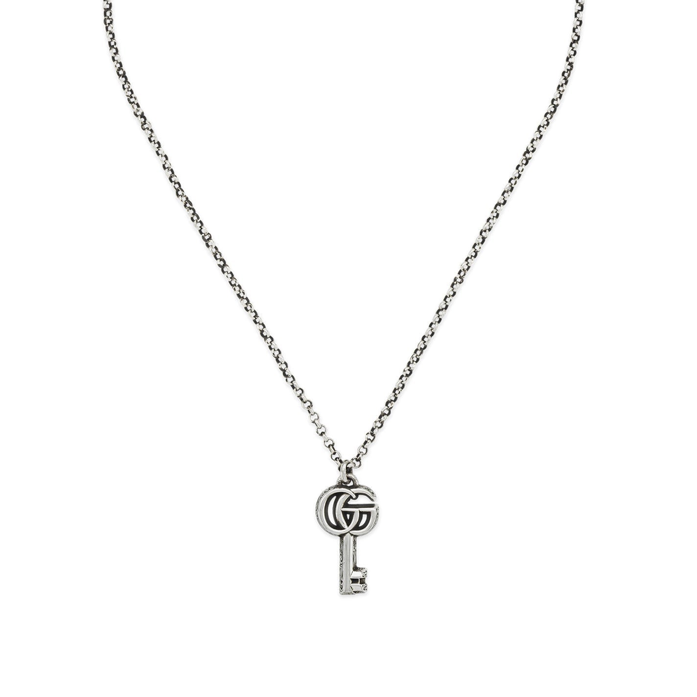 Gucci Double G Key Sterling Silver Necklace Pendant