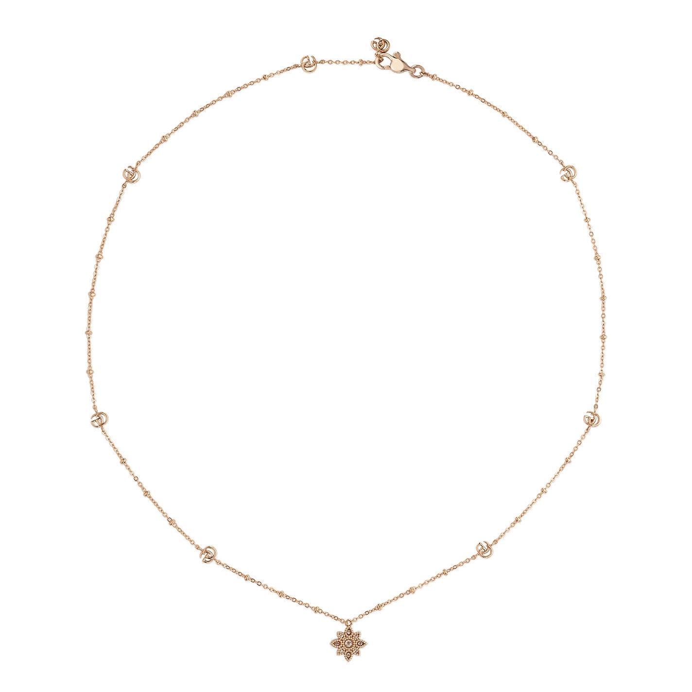 Gucci Flora 18K Rosé Gold Diamond Station Necklace Pendant