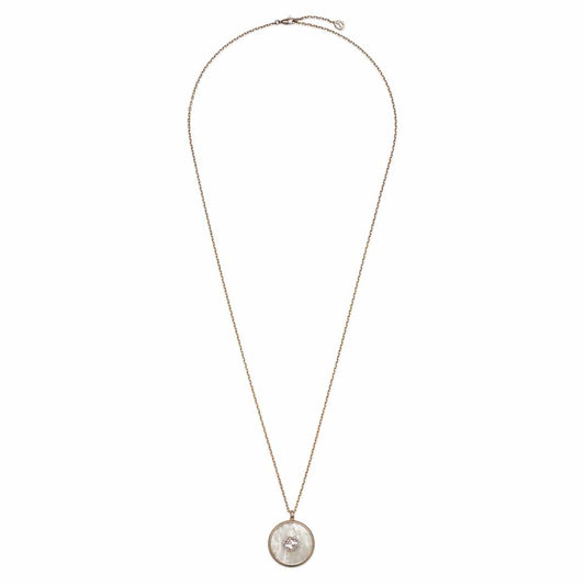 The Gucci 18K Rose Gold Diamond Necklace Pendant from GUCCI Fine Jewellery showcases a thin chain with a round pendant intricately detailed with a sculpted figure. The GG motif enhances its elegance, adding a luxurious touch against the white background.