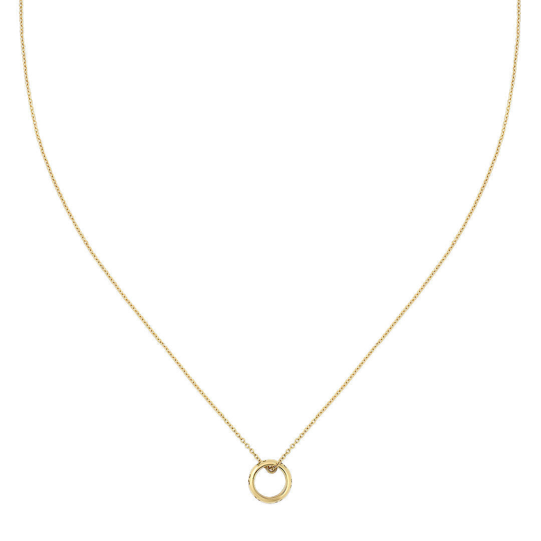 The Gucci Icon 18K Yellow Gold Necklace Pendant by GUCCI Fine Jewellery features a delicate yellow gold chain with a minimalist gold circle pendant at its center, inspired by the timeless elegance of the Icon collection.