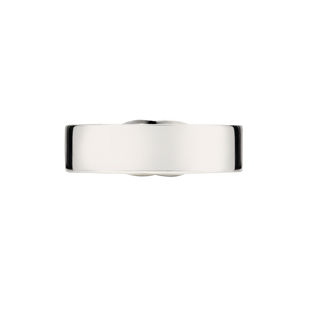 The Gucci Interlocking G Sterling Silver Ring by GUCCI Fine Jewellery features a polished, smooth design with subtle Interlocking G details, displayed against a white background.