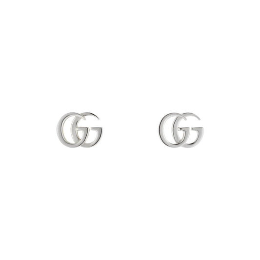GUCCI Fine Jewellery's Gucci GG Mormont Sterling Silver Stud Earrings are elegantly showcased on a white background.