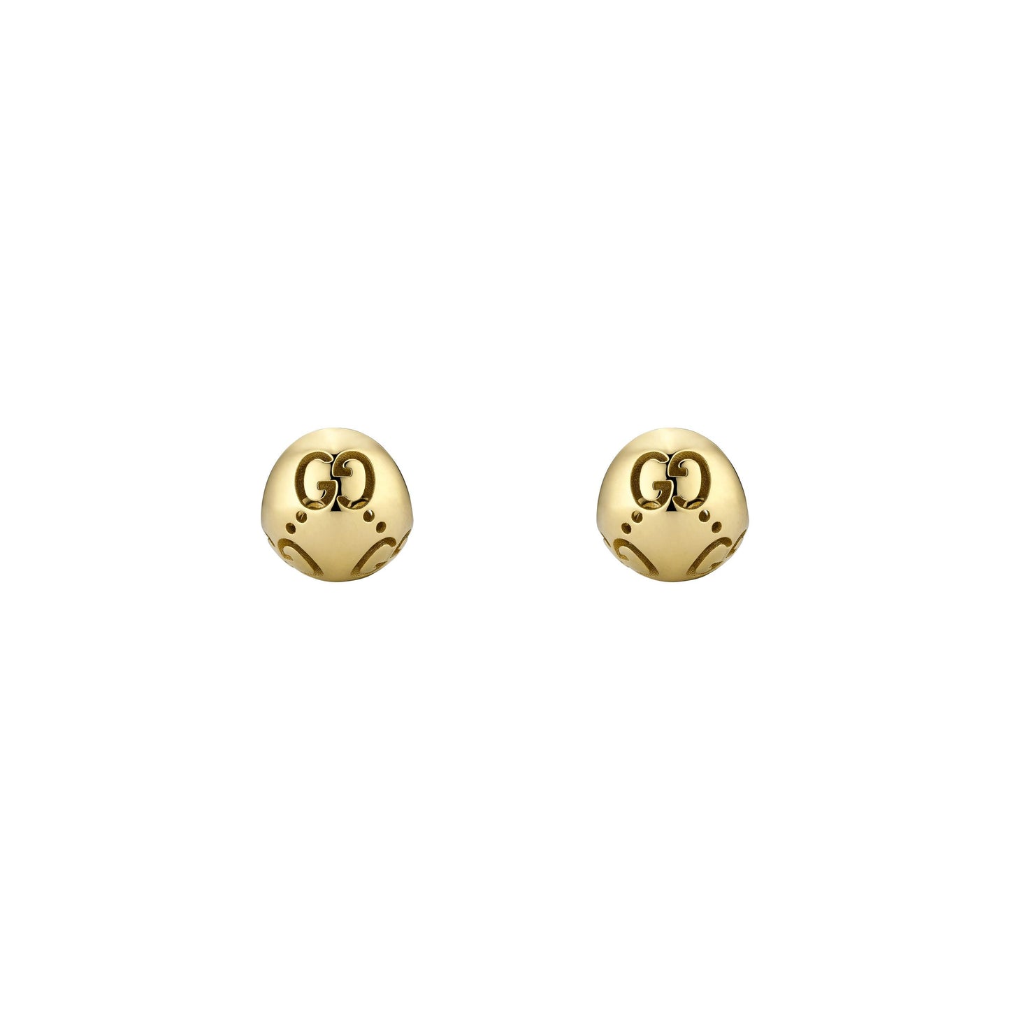 A pair of GUCCI Fine Jewellery Horsebit stud earrings in 18k yellow gold with diamonds, displayed on a plain white background.