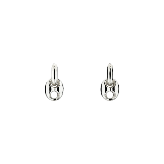 Gucci Marina Sterling Silver Chain Pendant Earrings featuring a circular chain link pendant on each hoop.