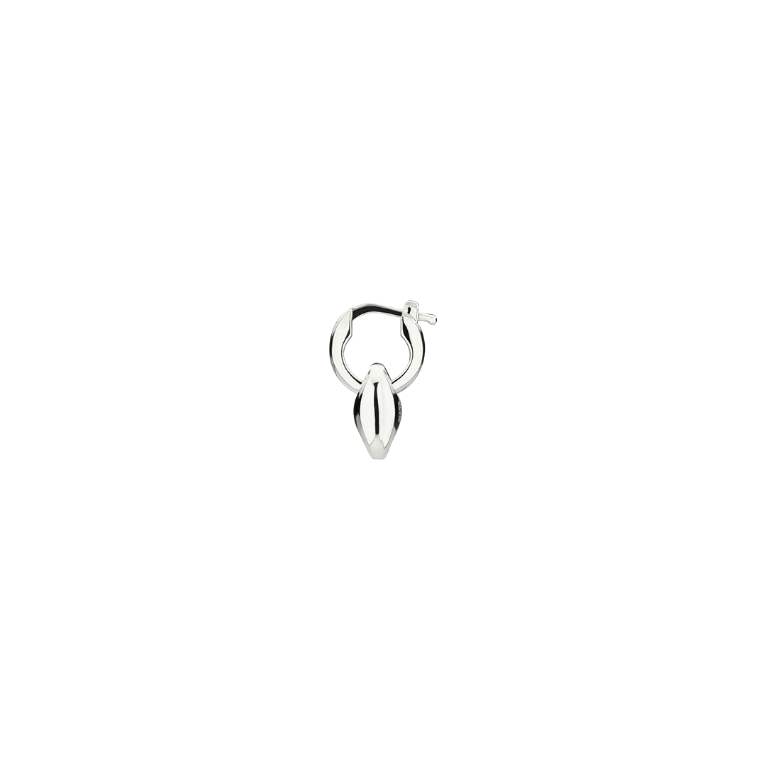 Gucci Marina Sterling Silver Chain Pendant Earrings featuring a small sterling silver hoop with a dangling anchor-shaped charm.